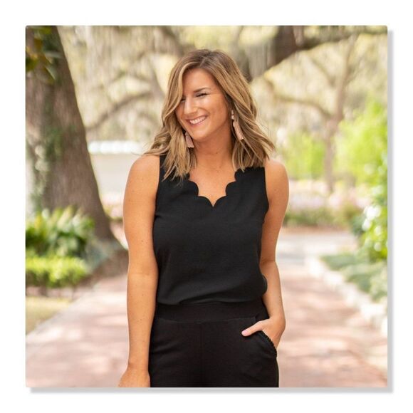 Gibson Savannah Scallop Neck Tank - size XS in Black - Picture 1 of 14